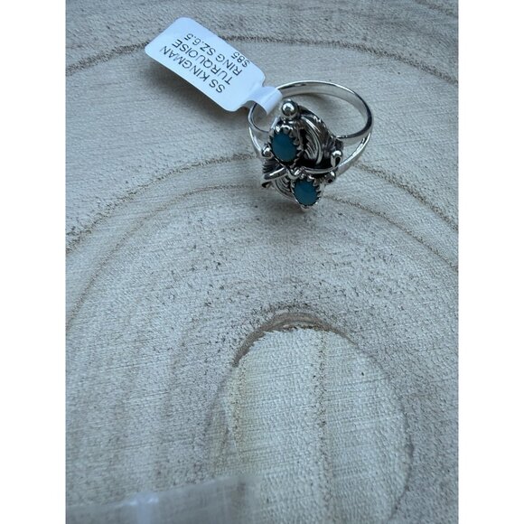 Navajo Annette Martinez Sterling Silver Kingman Turquoise Ring 6.5 Handcrafted - Picture 3 of 7